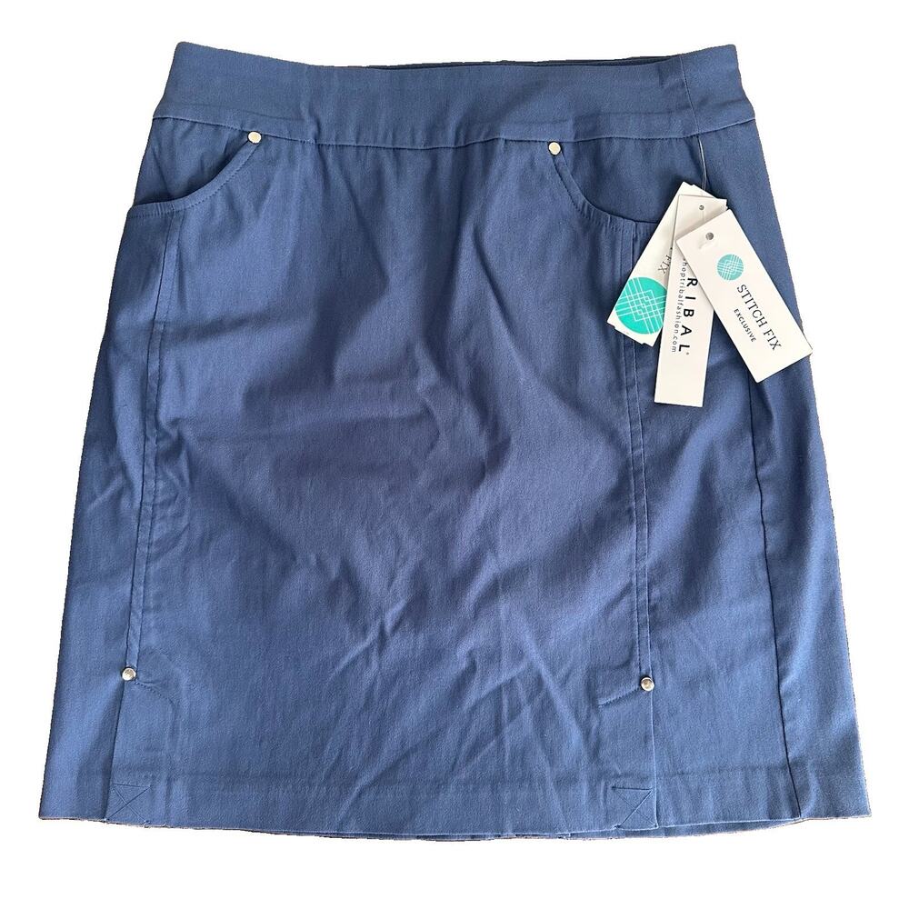 Tribal x Stitch Fix Denim Blue Remington Slit Pocket Athletic Skort Size 4 NWT